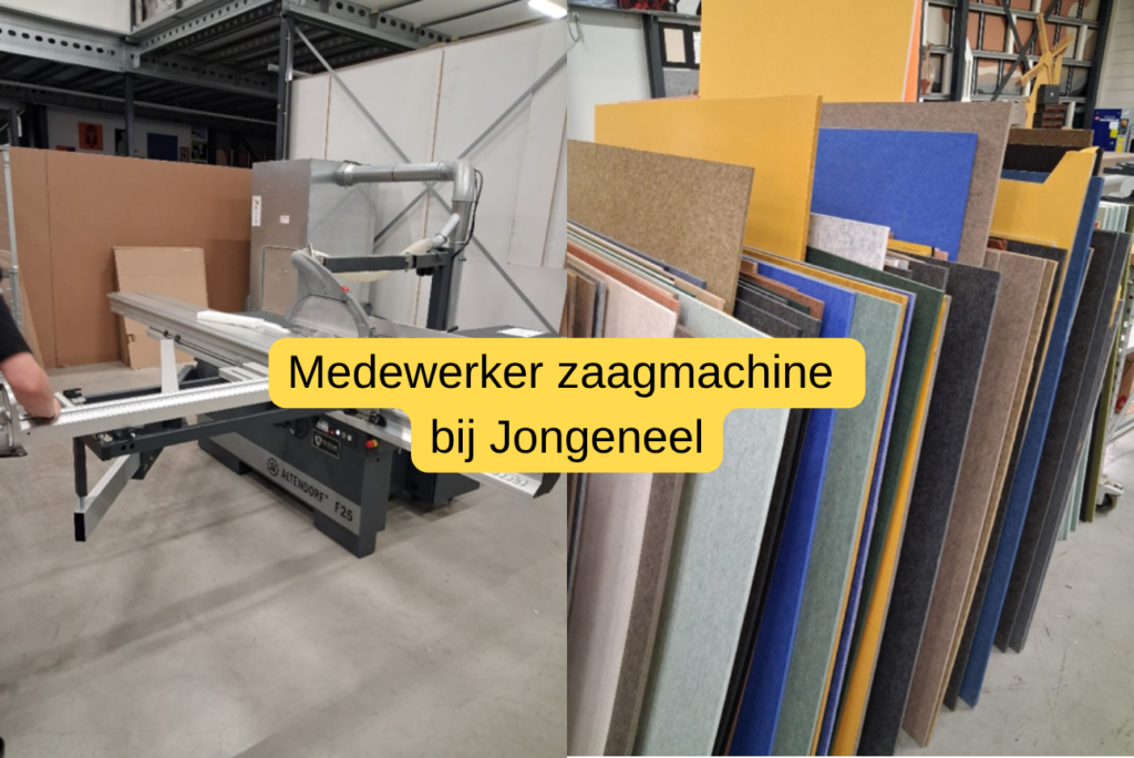 Foto van zaagmachine met de tekst Medewerker zaagmachine bij Jongeneel